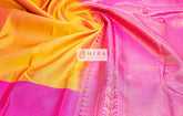 Gold vairaoosi silk sari pink pallu/Mango yellow - MIRASILKS Gold vairaoosi silk sari pink pallu/Mango yellow